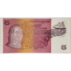 AUSTRALIA 1990 . FIVE 5 DOLLARS BANKNOTE . FRASER/HIGGINS . ERROR . MISSING COLOUR ONE SIDE